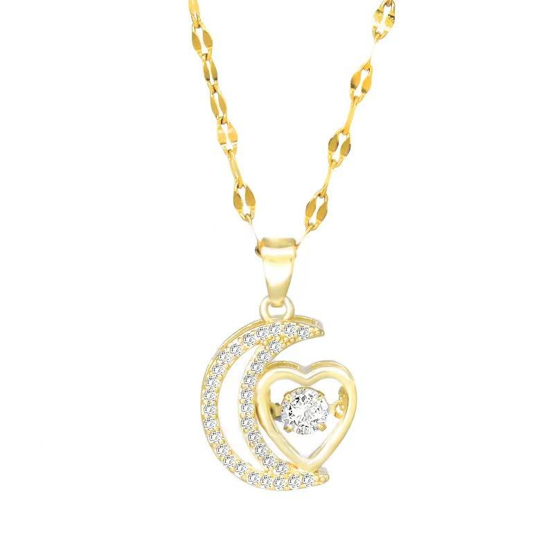 Light Luxury Moon Love Smart Necklace Women'S High-End Design Fresh And Versatile Micro-Inlaid Collarbone Chain With Jewelry