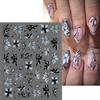 Floral Petal Nail Art Stickers 3D Charm Nail Decoration DIY Black White Flower  for Nails