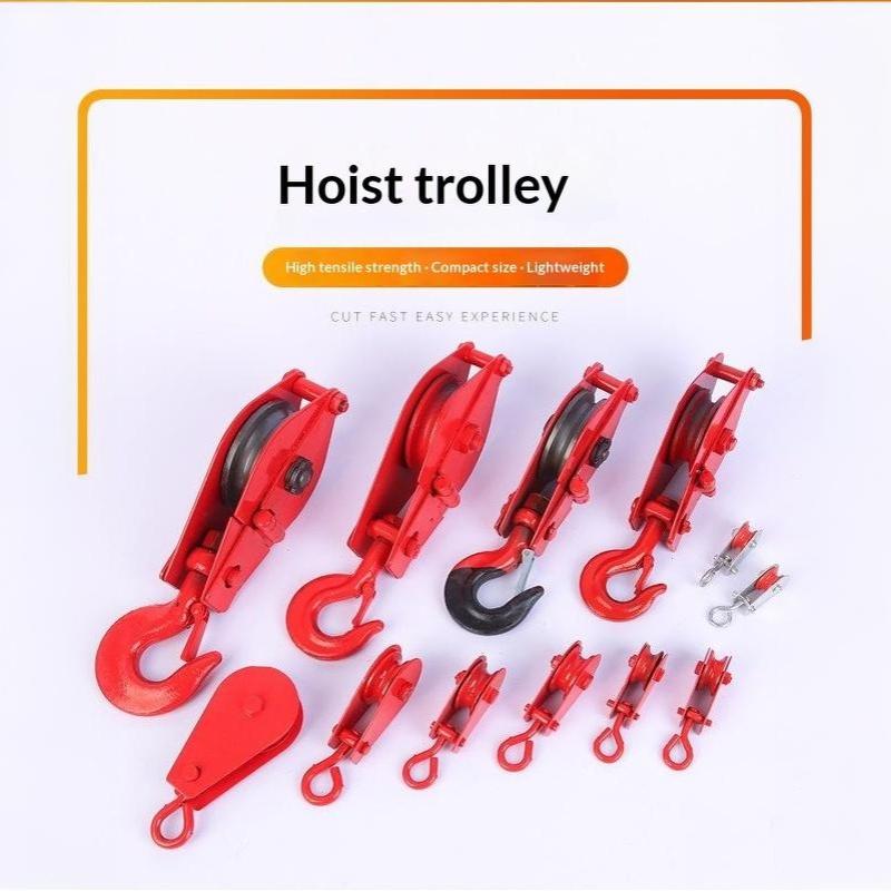 Heavy Duty Red Lifting Pulley High Load Capacity Light Weight Rust Resistant for Garage Workshop Goods Hoisting Work