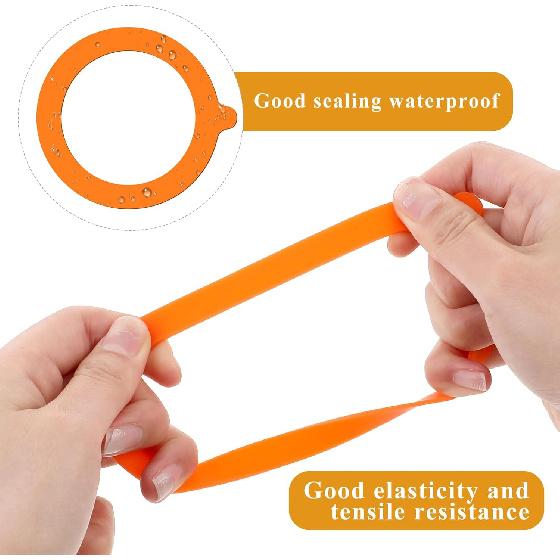 6Pcs Rubber Seals Rings for Glass Jars, Airtight Silicone Replacement Gasket for Jars Leak-proof Airtight Rubber Seal -3.7 Inches (Orange)
