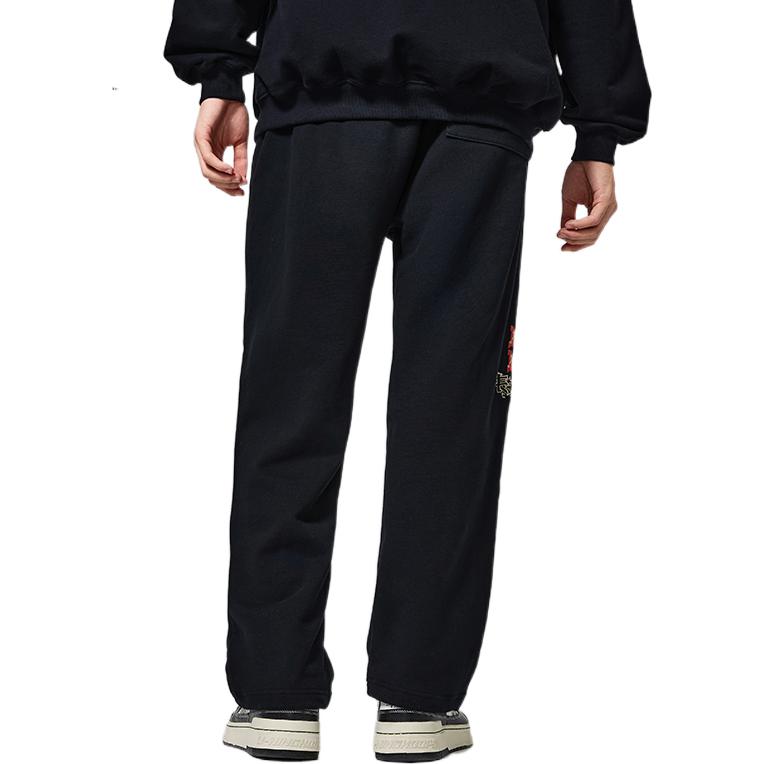 Li Ning Knitted Sweatpants Men's Black Moderate Cuffed Pants AKLSG33-2