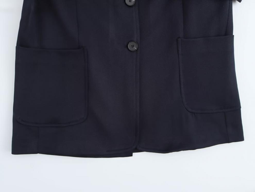 Winter Office Style European & American Women's Loose Long-Sleeved Coat with Pocket Embellishments