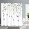 Popular Spring Flower Plant Shower Curtain Pink Cherry Blossom Flowers Butterfly Plant Landscape Bath Curtain Art Bathroom Decor