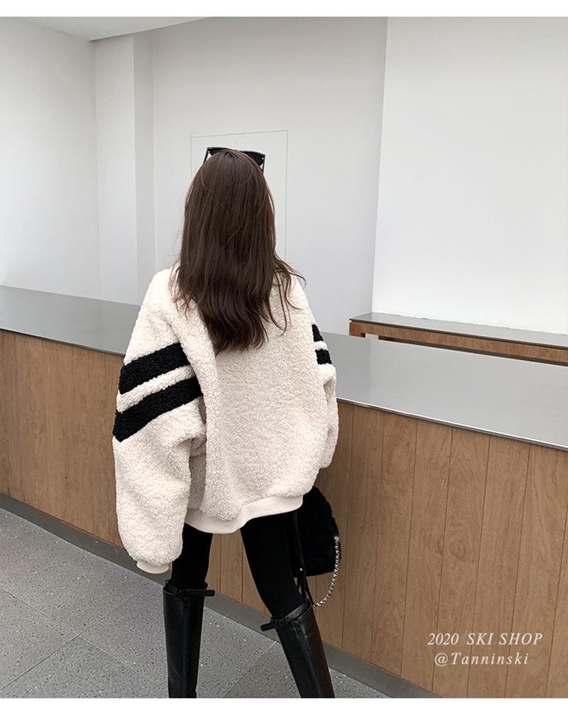 Plus Size Women's Lambswool Plush Zipper Hoodie Jacket - Thick, Warm, Stand Collar for Autumn/Winter