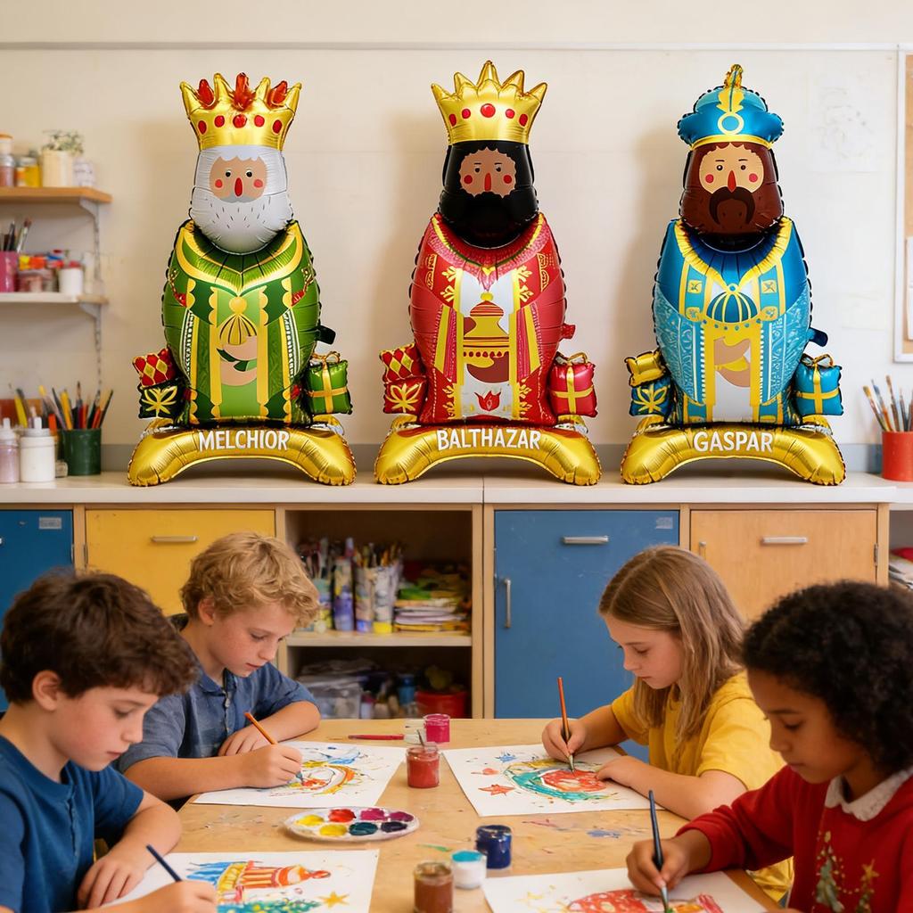 3PCS Kings Festival Balloon Theme Party Orange Face White Face Brown Face King Balloon Birthday Party Supplies Family Gatherings