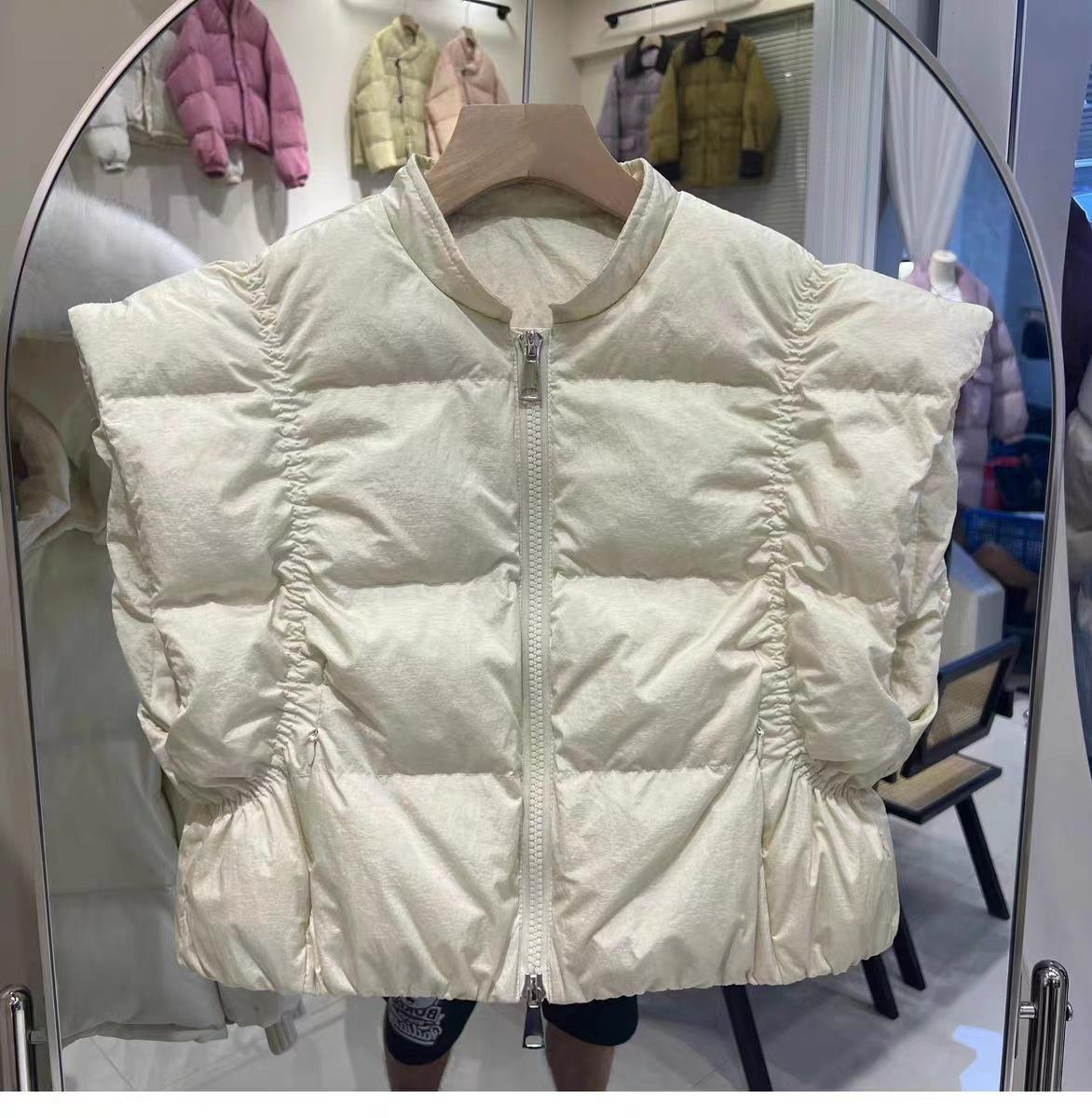 

2024 Зима Новый Иностранный Стиль Короткая Белая Куртка-Пуховик Жилет Жилет Куртка Женская one size fits all слоновая кость