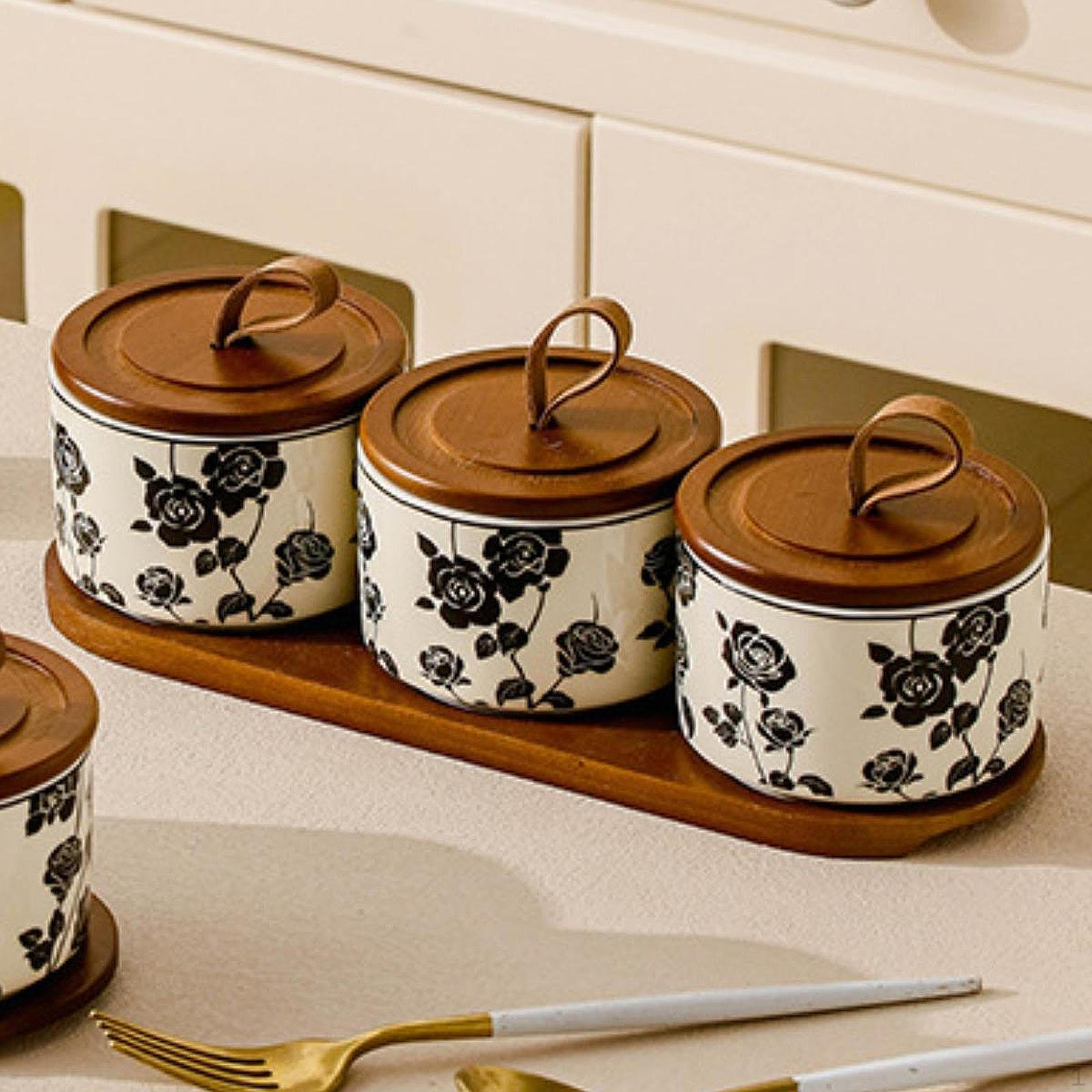 

Керамическая банка для печенья, конфет, контейнер для хранения еды, банка для чая, кофейных зерен, закуска 3 Ceramic Jars