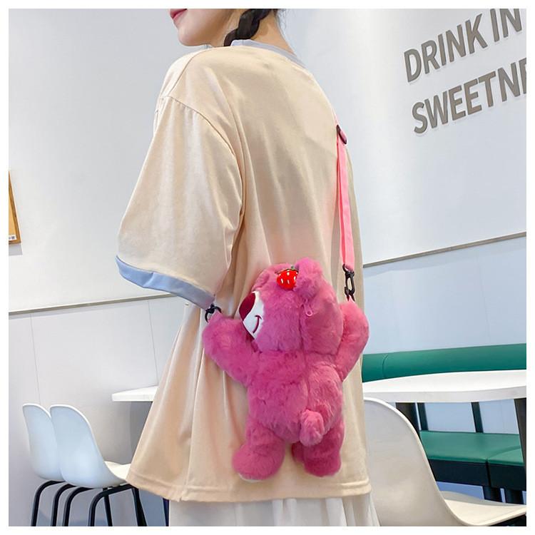 Cartoon Lotso Cute Crossbody Bag Adorable Plush Toy Girls Child Accessory Fun