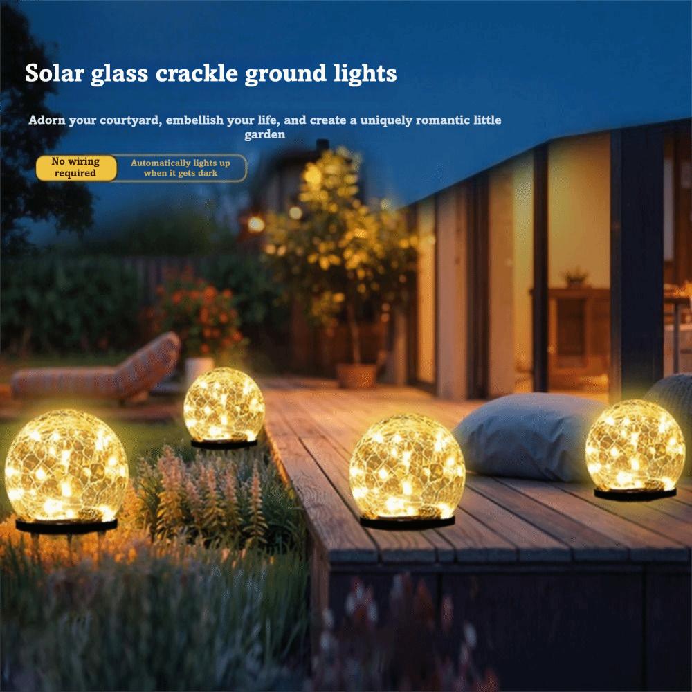 Cracked Glass Solar Lights Auto on/Off Ball Lights Pathway Decoration LED Garden Lights  Landscape