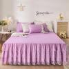 Classic Romantic Lace Layer Bed Skirt Set 3Pcs Bedding Set Ruffle Anti-slip Bedspread with Pillowcases Pure Color Bedroom Decor