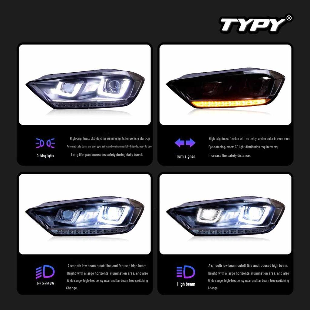 LED Daytime Running Lights with Flowing Turn Signals for 16-18 VW Golf Sportsvan Headlight Mod.