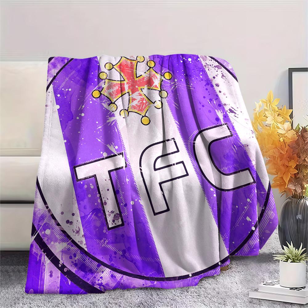 Toulouse Football Club Flanelldecke mit Aufdruck, Hohe Qualität, Bequem für alle Jahreszeiten, Heimdekoration, Wärme und Komfort
