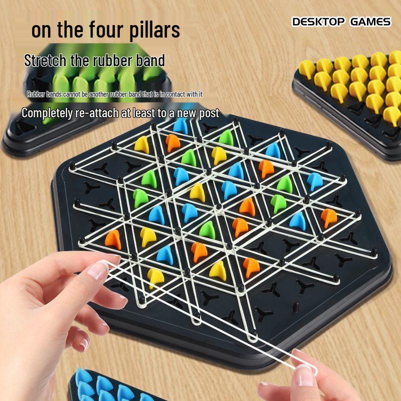Triangle Chess Rubber Band Toy - Kids' Geometric Thinking Game for Intellectual Development and Parent-Child Interaction