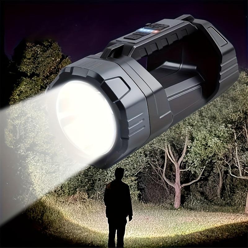 Solar LED Flashlight, Rechargeable Torch with Digital Power Indicator, Portable Light for Camping, Hiking, Home and Emergency Use