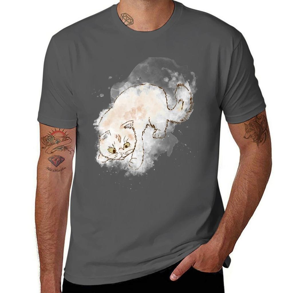 Playfull Cat Burning Fur Tshirt Halloween Casual Tshirt