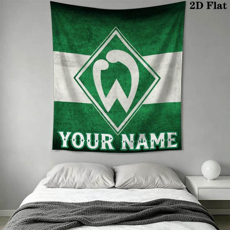 Custom Name SV Werder Bremen Wall Tapestry Aesthetic Wall Hanging Printed Fabric Blanket Decorative Tapestries for Bedroom Living Room Home Decor