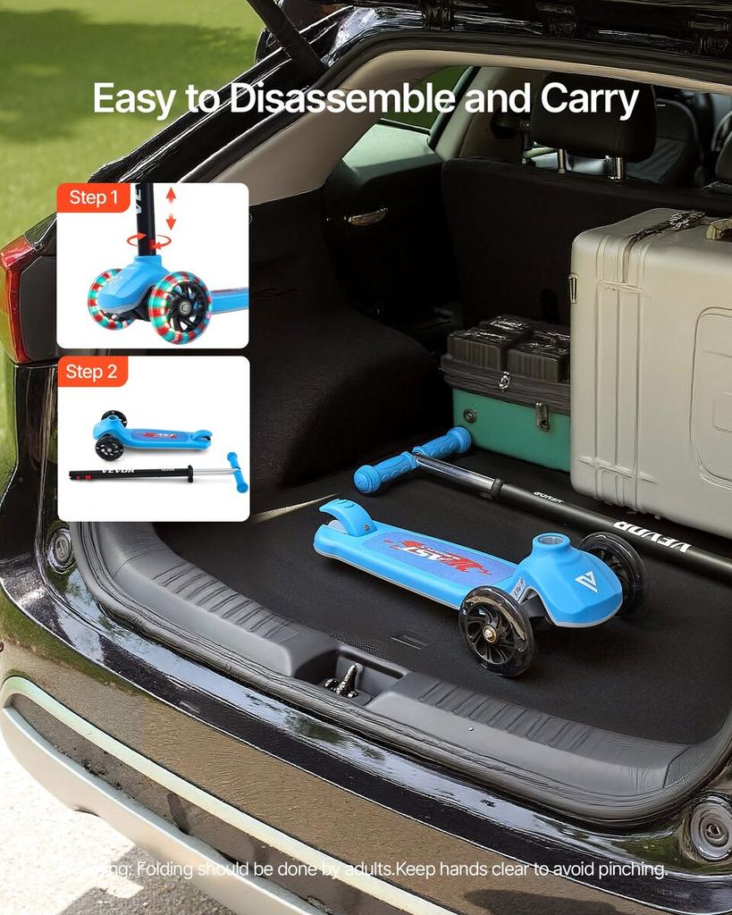Kick Scooter for Kids Ages 3+, 3-Wheel Toddler Scooter with Light-Up Wheels, Adjustable Height Handlebar, Wide Anti-Slip Deck, Lightweight Aluminum