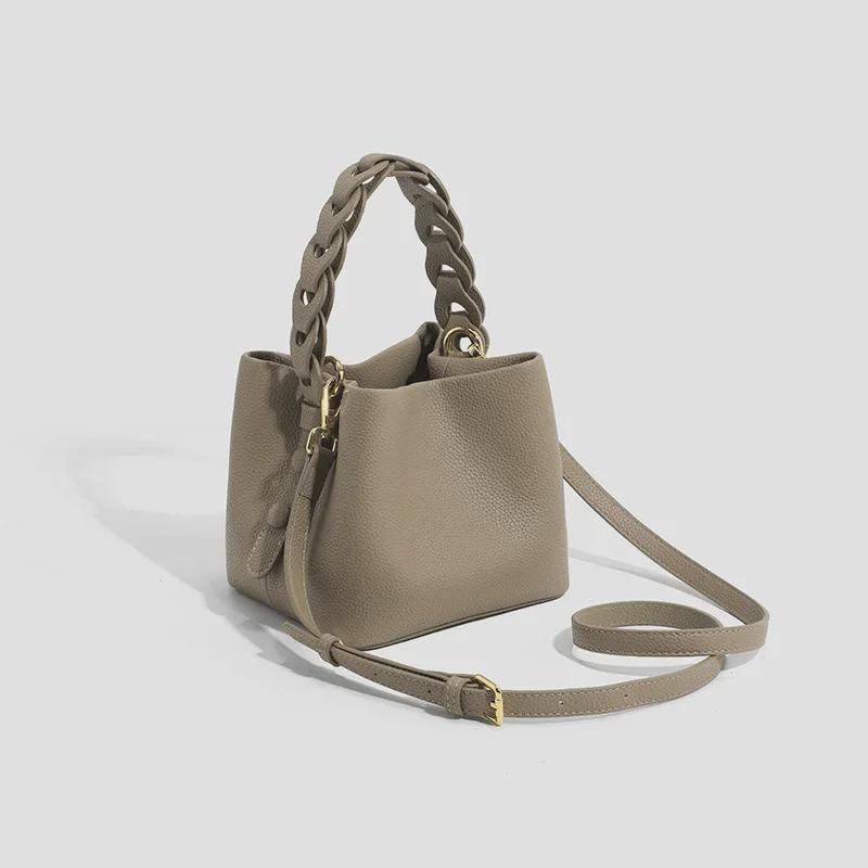 

2024 Soft Leather Mini Bucket Handbag – Versatile One-Shoulder Crossbody for Women