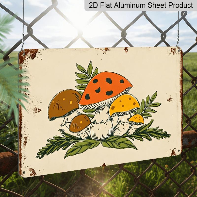 2D Flat - 1pc Merry Mushrooms Aluminum Sign - Vintage Retro Wall Art, 7.87*11.8 Inch Durable Metal Decor for Kitchen, Office, Outdoor Mothers Day