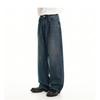 American retro jeans men's straight loose wide legs washed old high street pants trendy versatile casual trousers