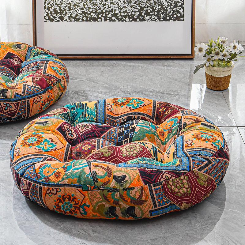 Colorful Bohemian-Style Cotton Linen Floor Cushion: Ethnic Meditation Seat Tatami Mat for B&B