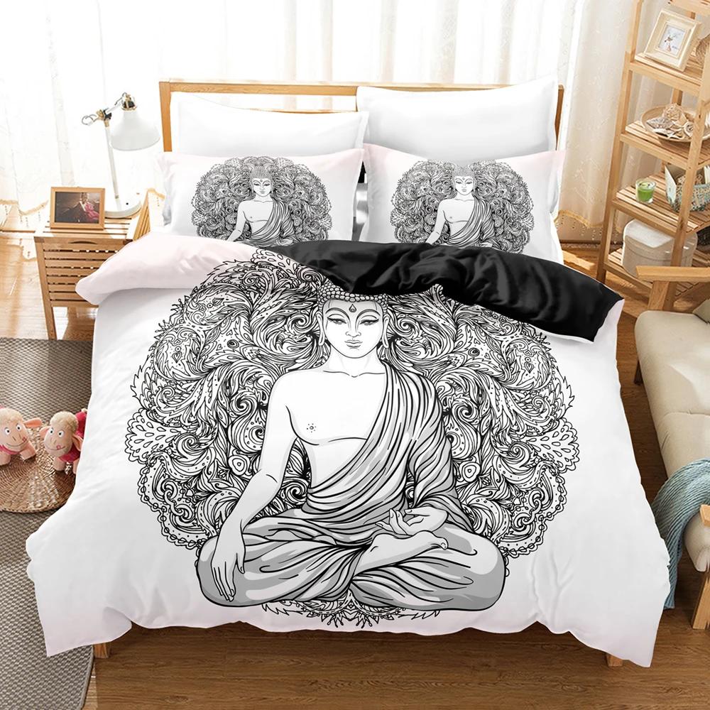 High Quality 3d Duvets And Bedding Sets Duvet Buddhist Images Quilt Cover Set Kid,twin Full Queen King Bedroom Set Home Textile