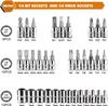 FOCSE 46 Pieces 1/4 Inch Drive Socket Ratchet Wrench Set, With Bit Socket Set, Metric And Extension Bar For Auto Repairing
