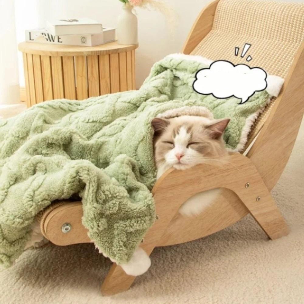Solid Color Cat Sleeping Mat Thickened Fleece Blanket Comfortable Cat Nest Mat Winter