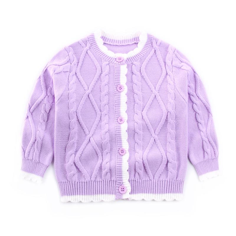 

Дитячий в язаний кардиган, светри з довгими рукавами, осінній модний одяг на ґудзиках 140cm фіолетовий