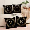 Valentine's Day Black Gold LOVE Letter Pillow Cover Home Decor Sofa Cushion Linen Printed Cushion