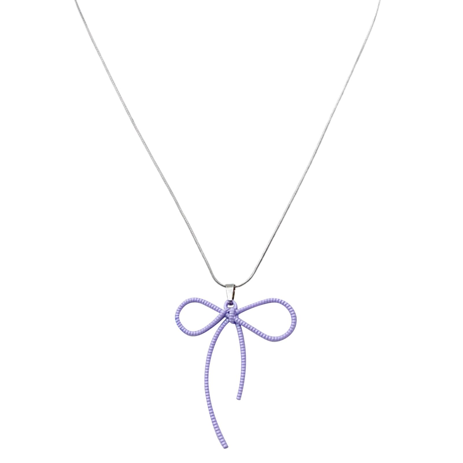 

Bohomian Beaded Choker Necklace Bow Chain Necklaces Bowknot Neckwear Wedding Party Jewelry for Women and Girls фіолетовий