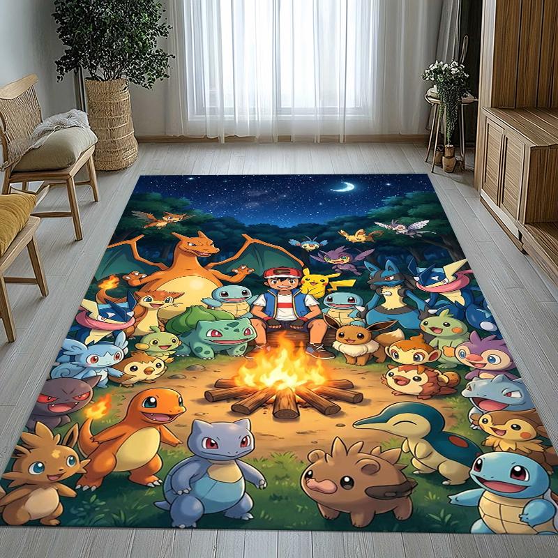 

Kawaii Pokemon Pikachu Cartoon Living Room Non-Slip Area Rug Soft Carpet for Bedroom Kids Playroom Sofa,Home Decor Doormat Gift 40x60cm