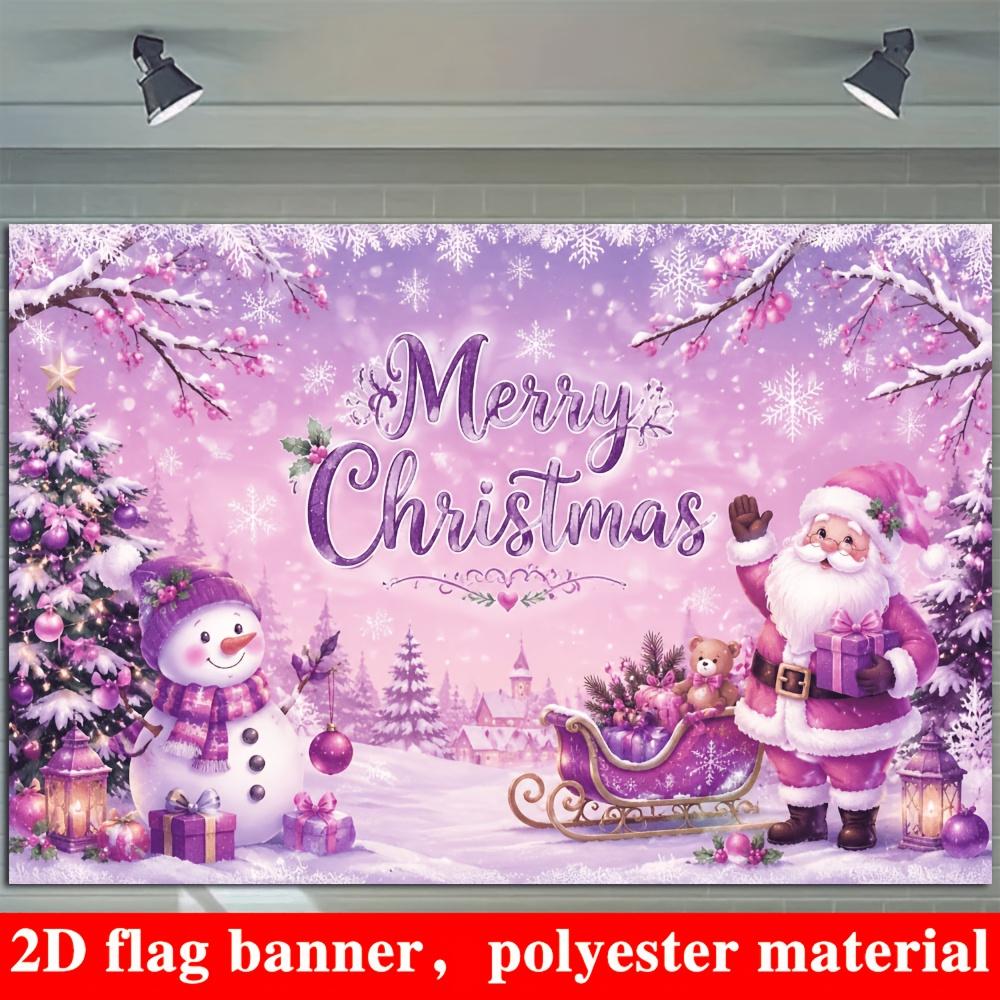 1Pcs Purple Christmas Santa Snowman Decoration Background Winter Backdrop For Photo Studio Photo Booth Party