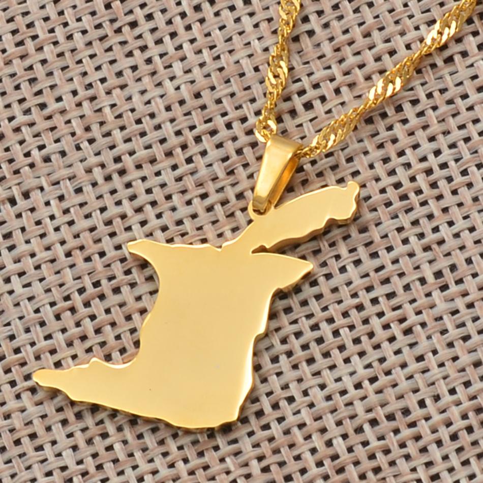 Anniyo Trinidad and Tobago Map Pendant and Necklace Gold Color Trinidad & Tobago Jewelry @108521 45cm OR 17.7 Inches