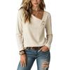 Women's Long Sleeve V-Neck Button Down Shirt for Fall and Winter