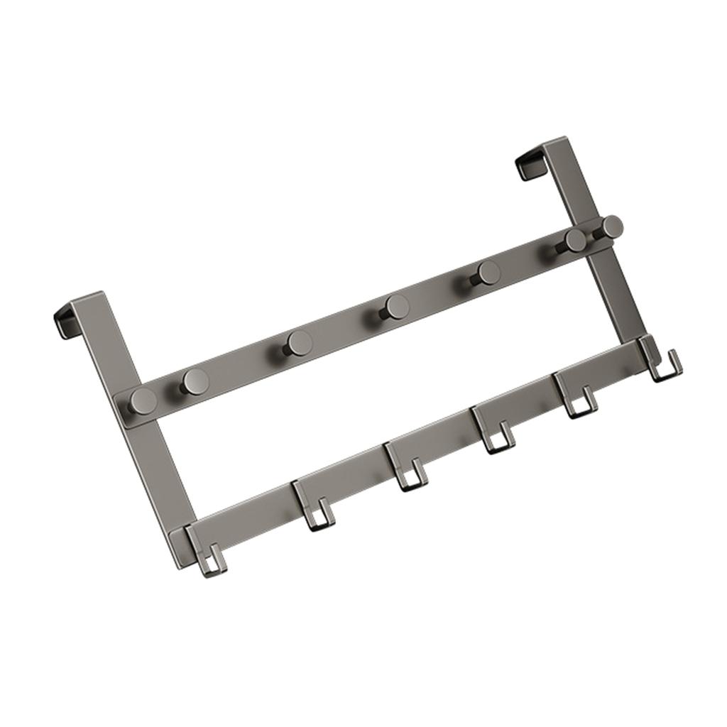 Bathroom Over the Door Hooks Coat Hanging Rack 13 Hooks Punch-free Clothes Hat Towel Hanger Organizer Rack Aluminum