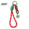 Festive Bag Accessory Christmas Wristlet Keychain, Braided Rope Keychain with Santa Snowman Mobile Decoration Pendant Reindeer Charm, Decorative