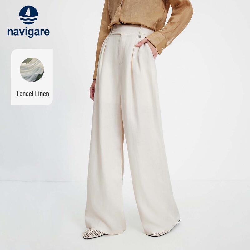Navigare Women s Spring/Summer Linen Blend Wide-Leg Pants XL