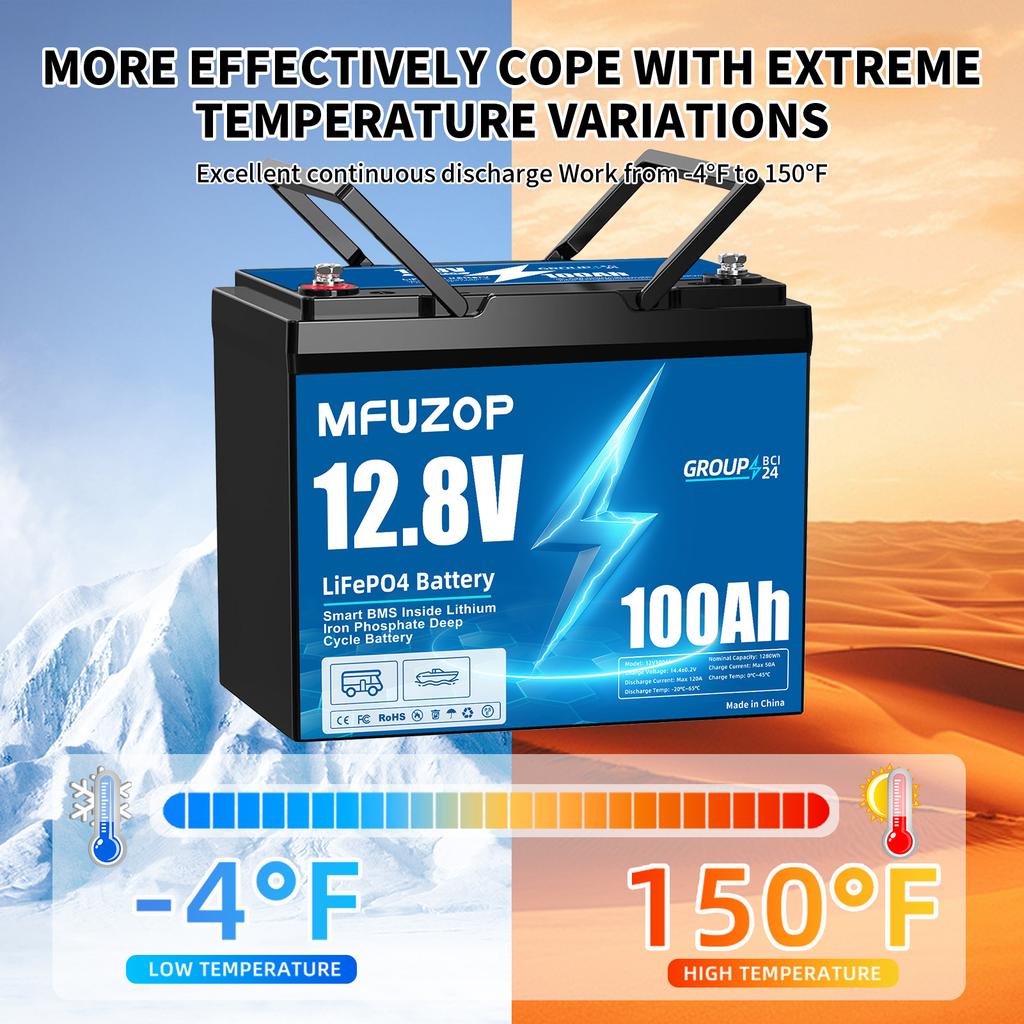 Datouboss 12V 100AH  Lifepo4 Batterie Solaire Lithium Battery Pack Storage for  RV/ Solar System/Trolling Motor/camper