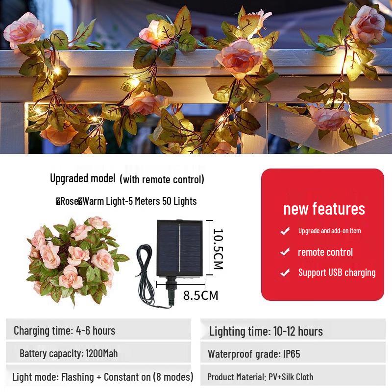 Solar LED Rose Flower String Lights
