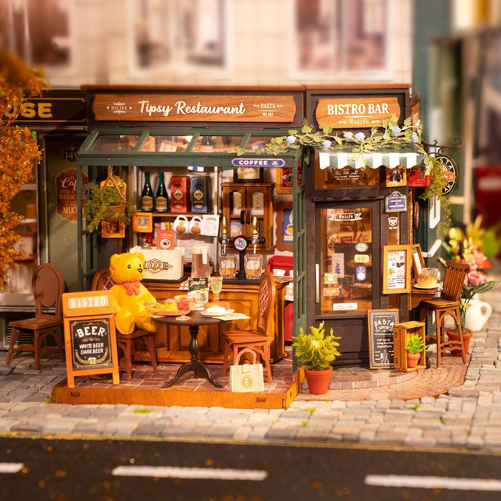 ROBOTIME Rolife 3D Puzzles Tipsy Restaurant DIY Miniature House DG167