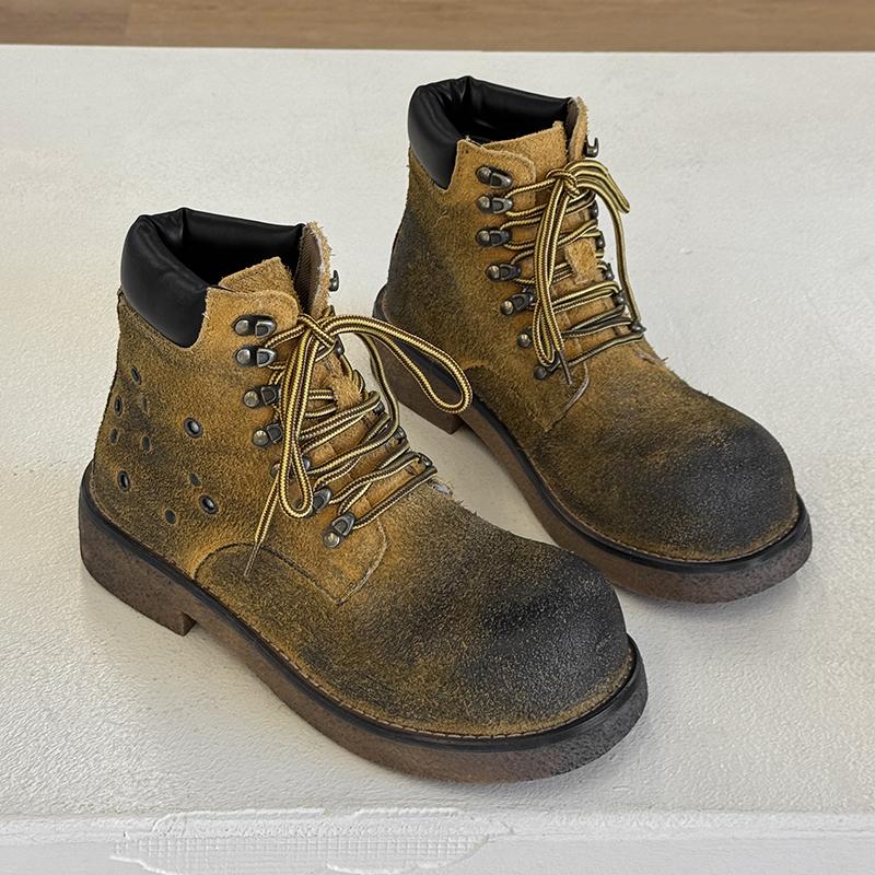 Moda Estilo Urbano Botines para Hombre de Caña Alta Zapatos de Cuero de Ante Moda Hombre Botines Outdoor Negocios Casual Zapatos Motocicleta Botas