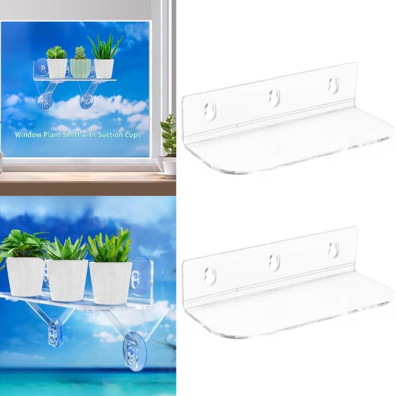 Indoor Plant Window Frame with Support Brackets Acrylic Shelf Accessory for Succulents and Hanging Planters Daily Use