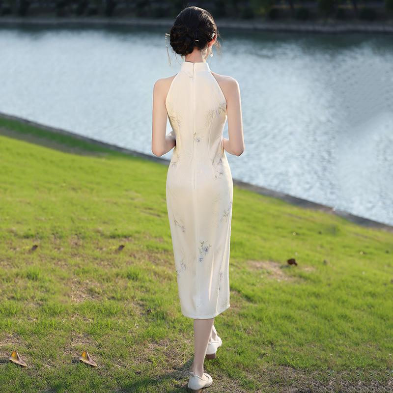 White neck national style new Chinese Suzhou long cheongsam improved young women's high sense can be worn daily in summer