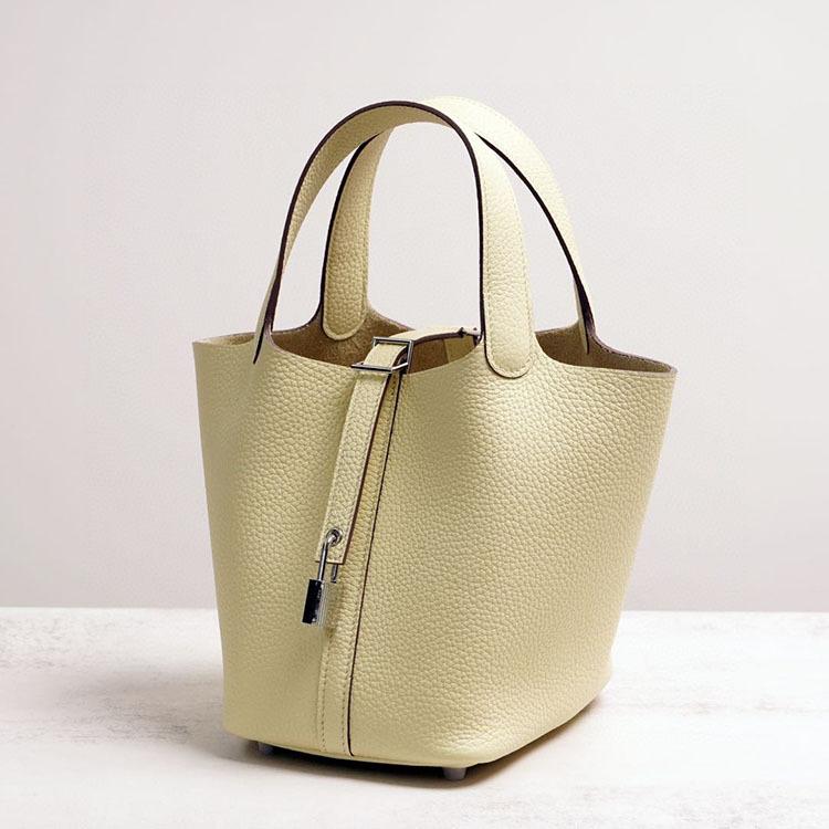 Semi Handmade Wax Thread Vegetable Basket 18cm Imported TC Cowhide Bucket Bag Commuting Versatile Handbag