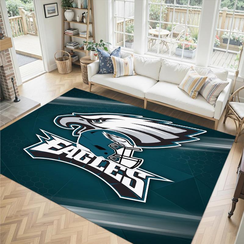 Tappeto in Cristallo Velluto Design Philadelphia Eagles Accogliente Non?Tappeto Stampato Antiscivolo per Camera da Letto Soggiorno Ingresso