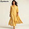 New Summer Striped Loose Long Sleeve Button Shirt Dress