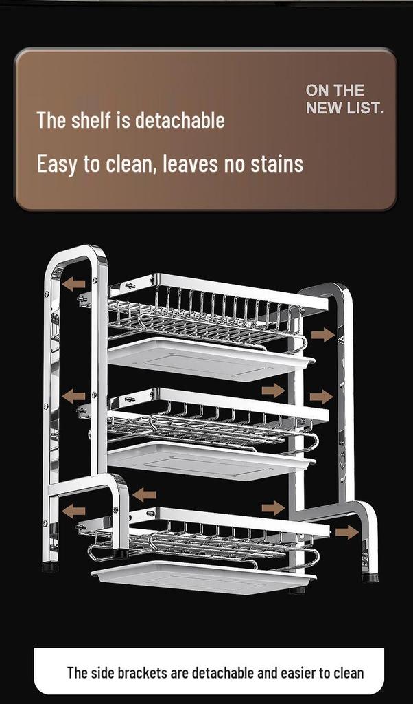 304 Stainless Steel Multi-functional Dish Drying Rack for Plates and Bowls