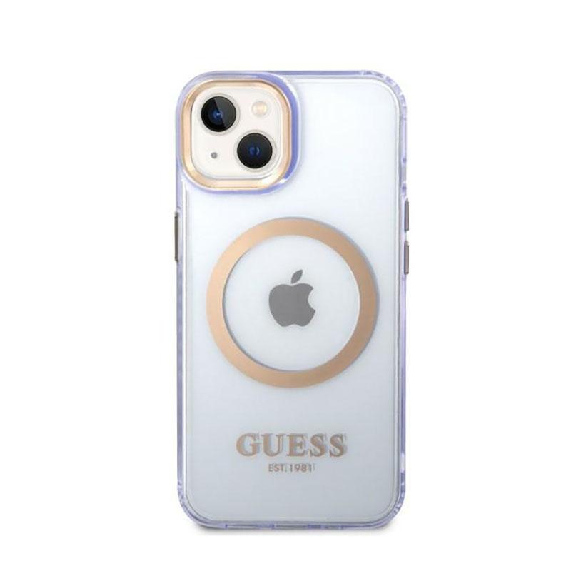Guess Gold Outline Translucent Magsafe - Etui Iphone 14 (Fioletowy)