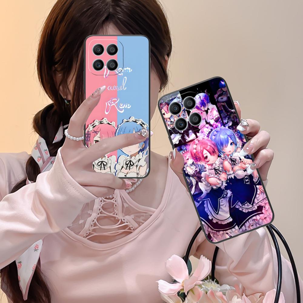 ReZero Rem Ram Matte TPU Mobile Phone Case for Honor 90 80 70 60 50 30 20 10 9 8 7 Pro S SE Lite 5G Colorful Printing Cover